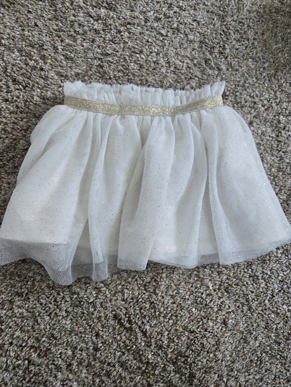 Cat & Jack White Tulle Skirt with Gold Elastic Waistband 18 Months